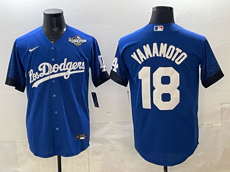Men 2026 Nike Los Angeles Dodgers #18 Yamamoto Blue Game MLB Jersey 07->los angeles dodgers->MLB Jersey